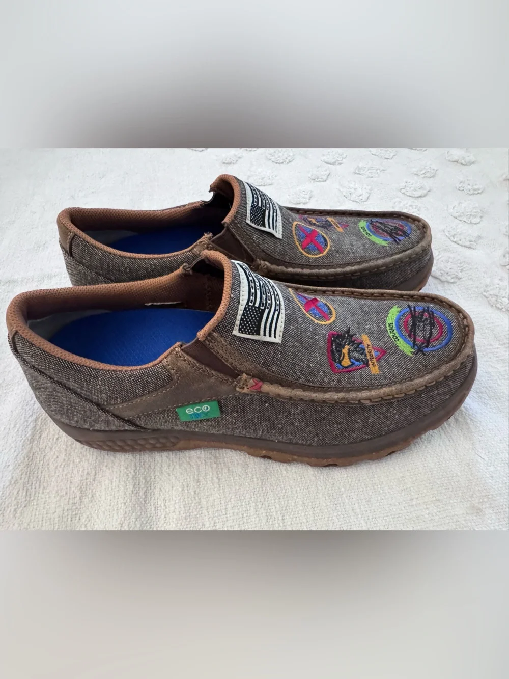Twisted X Casual Shoes EcoTWX MXC0010 Slip on Driving Moc Tweed Patches 11.5